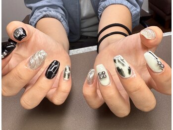 エスネイルサロン(S Nail Salon)/黒白個性はニュアンスネイル