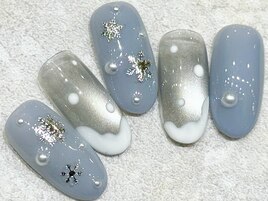 冬 雪結晶 マグネットネイル