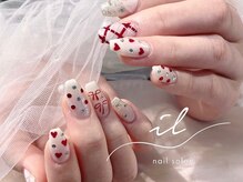 イル 神戸店/白×赤×冬ネイル