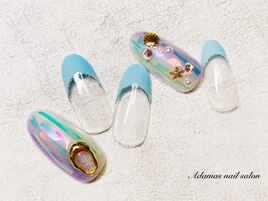 オーロラフィルム埋め込みネイル