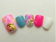 ネイルサロン ドレリッチ 大宮店(drerich)/【7990】タイダイカラフルFOOT