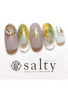 ネイルアンドアイラッシュサロン ソルティ 寺田町(salty)/塗りかけネイル