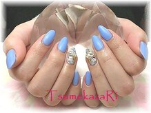 ツメカザリ(TsumekazaRi)/ブルー★マット仕上★スワロ敷詰
