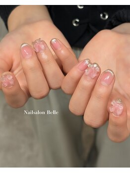 ネイルサロンアンドスクール ベル(Belle)/チーク×フレンチマグ×リボン