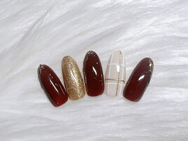 秋チェックネイル