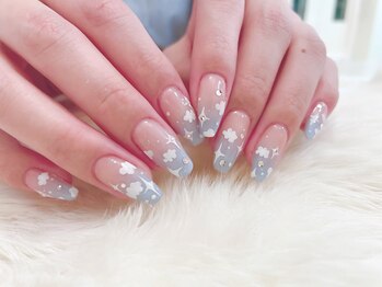 ブルー(BLUE)/naru 手描き 夢かわワンホン