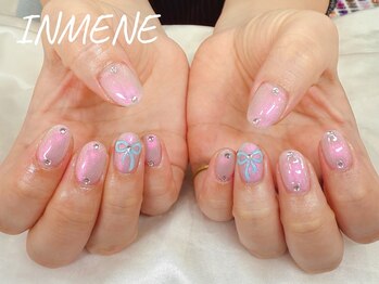 インミニネイルサロン 上野御徒町(INMENE)/ぷっくりリボンネイル