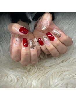 ルナ(LuNa)/透け感ネイル/レッドネイル