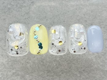 ネイルメゾン 天神店(NAIL MAISON)/黄色キラキラ夏¥7500