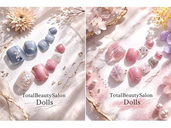 トータルビューティーサロン ドールズ(total beauty salon Dolls)の写真/マグネットネイルのピンクやブルーで指先を彩る！可愛いデザインを豊富にご用意しました♪