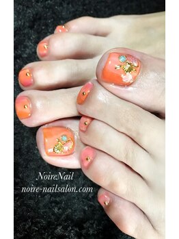 ノワール ネイルアンドスクール(Noire)/★オレンジフットネイル★