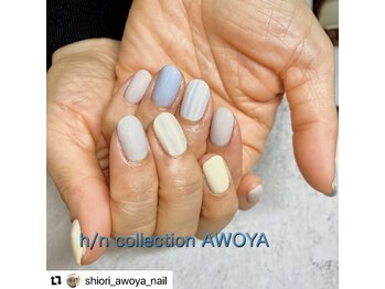 アオヤ(h/n collection AWOYA)/爽やかアシンメトリーネイル♪