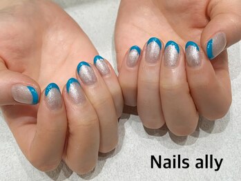 ネイルズアリー 立川店(Nails ally)/ギャラクシー×フレンチ×ブルー