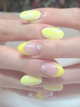 ネイルアンドまつげエクステ専門サロン スリー(THREE)/ギンガムチェック&フレンチ