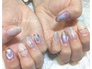 チェック×マグネットネイル