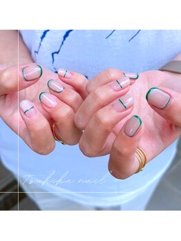 ツキカドットネイル(tsukika.nail)/【GREEN LINE ART】