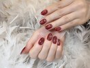 ボルドーのマグネットネイル