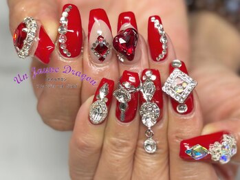 アン ジョーヌドラゴ/【自爪ネイル】赤ゴテゴテネイル