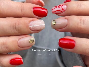 ミュー(mieux)/お洒落！赤ネイル