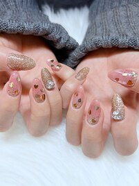 ハート　フラッシュ　ゴールド