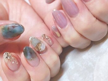 ネイルマジック 仙台一番町店(NAIL MAJIC)/大理石×サテンネイル☆オーダー