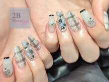 ニービー ネイルズ(2B NAILS)/チェックネイル　白　ホワイト