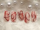 クリスマスリボンワンホンネイル