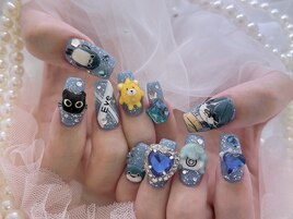 3Dネイル 青ネイル