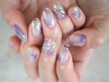 ネイル アトリエ コモード(nail atelier Comodo)/クリアフレンチ [紫ニュアンス]