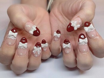 リボンフレンチネイル ジェル