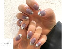 アヤネイルズ アンド アイラッシュ(AYA NAILZ.＆Eyelash)/ブラックガラスフレンチ