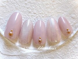 桜グレージュマグネットネイル