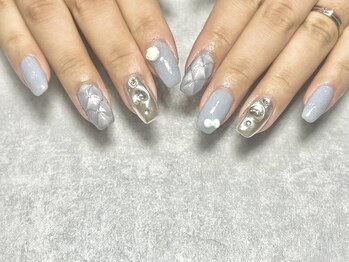 08ネイル(08 nail&school)/韓国風 ブルーネイル☆