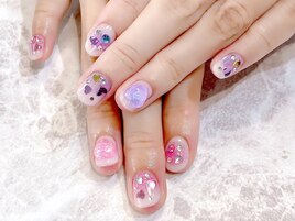 #チークネイル#ハートパーツ