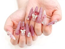 ネイルコレクション ベビーピンク(Baby Pink)/ラメグラデ☆ロング☆薔薇