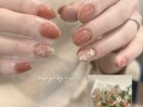 コーラルピンク×ミニフラワー