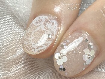 ランネイル 名古屋伏見(RANnail)/レース×ホロフラワーネイル