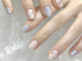 レースネイル/くすみブルー