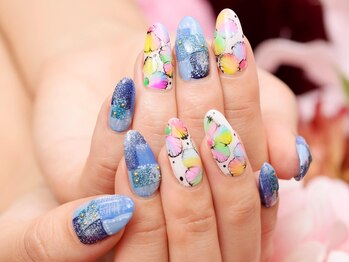 ベルビューティー(belle beauty)/デニム×フラワーネイル