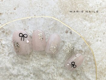 マリー ネイルズ いわきラトブ店(MARIE NAILS)/リボン 新規5500円税込 0523b