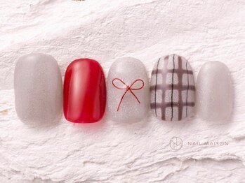 ネイルメゾン 渋谷店(NAIL MAISON)/チェックワイヤーリボン冬￥6800