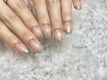 シンプルジェルネイル専門店 バランス(balance)/シルバーガラスフレンチ