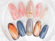 ネイルサロン あかねいろ/秋冬　べっ甲アート　ニュアンス
