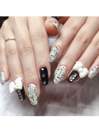 ツイード×リボンネイル