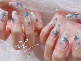 チーク×星ネイル