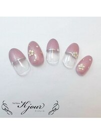 シンプルフラワーネイル