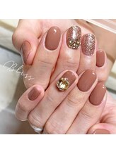 ブリス(Bliss produced by syisyu)/ピンクブラウンビジューネイル