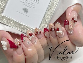 アイラッシュアンドネイル ヴェラール(Velar)の写真/【持ち込み&時間内やり放題OK】リボンパーツやキラキラビジューも豊富で、ワンホン/韓国ネイル好きにも◎