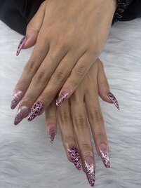 定額×長さだしピンクレオパード