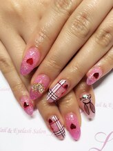 ネイルアンドアイラッシュサロン レア 千葉店(Lea)/◆チェックハートネイル◆